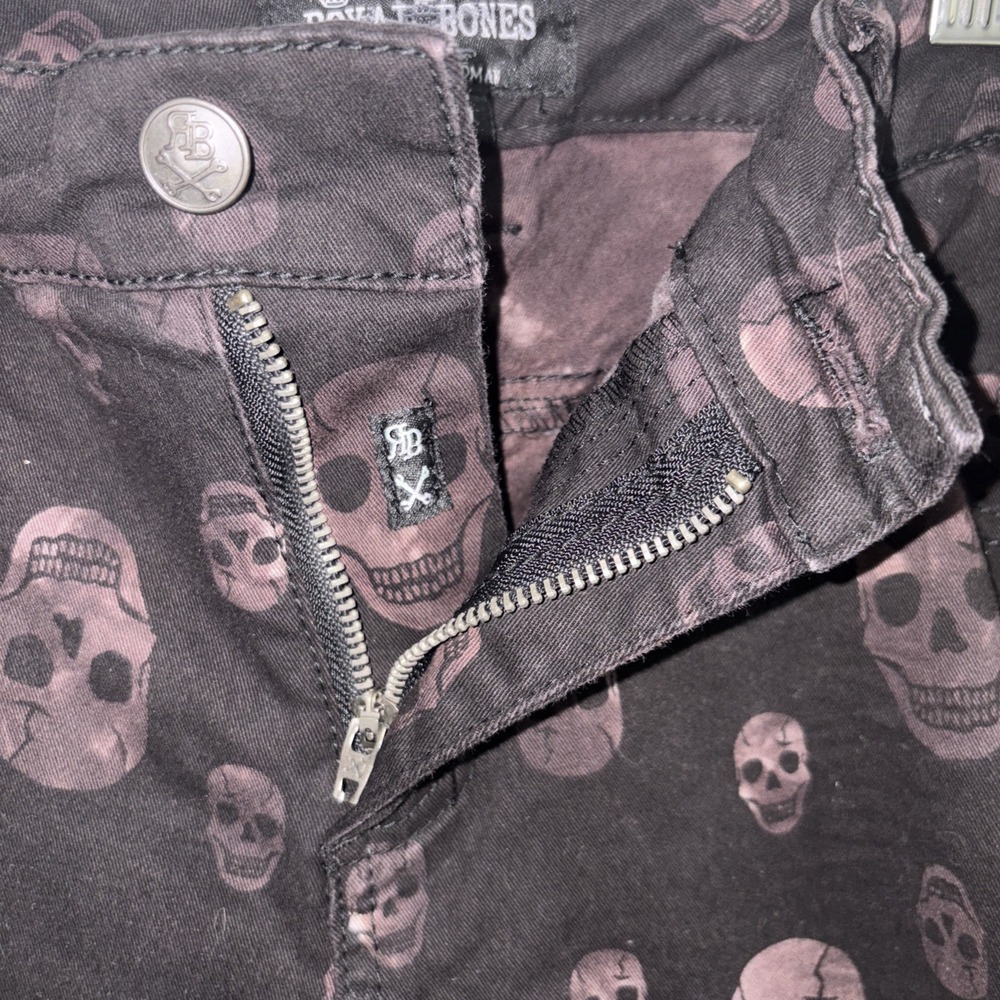 Royal Bones Jean Womens 15 Black Skull All Over Print Gothic Edgy Emo Altrnative - Picture 9 of 10